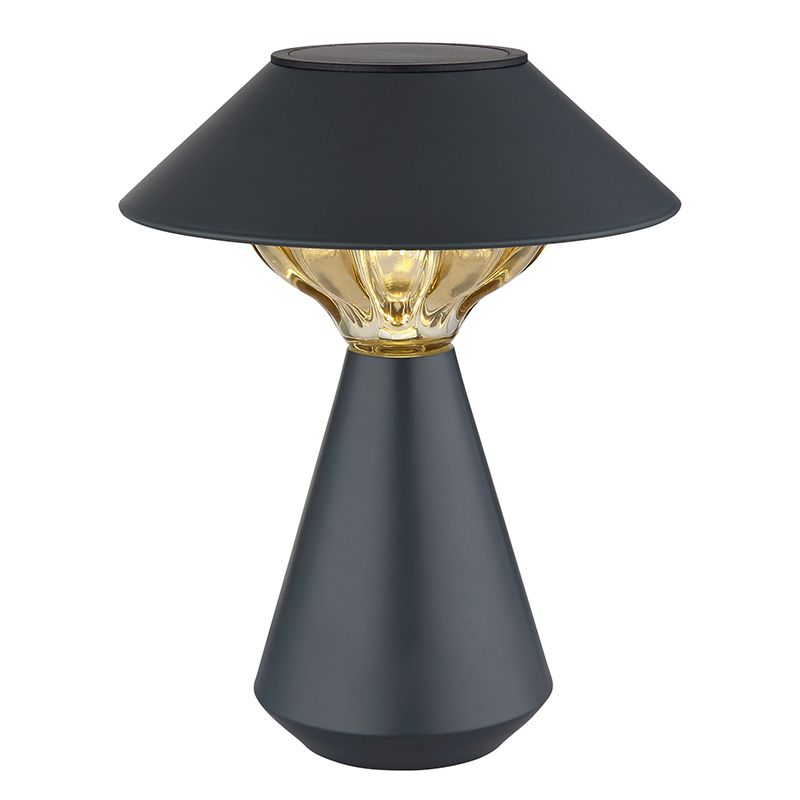 Plastová moderní solární venkovní stolní lampa černá, Nasr, 0,1W, LED 3000 K, IP44, s vypínačem