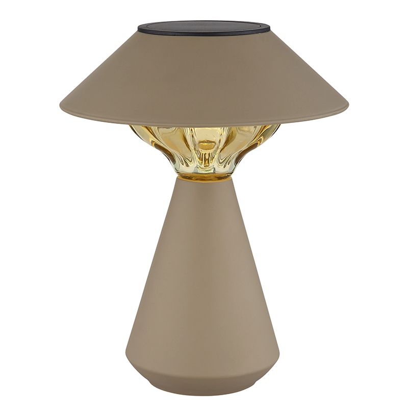Plastová moderní solární venkovní stolní lampa hnědá, Nasr, 0,1W, LED 3000 K, IP44, s vypínačem
