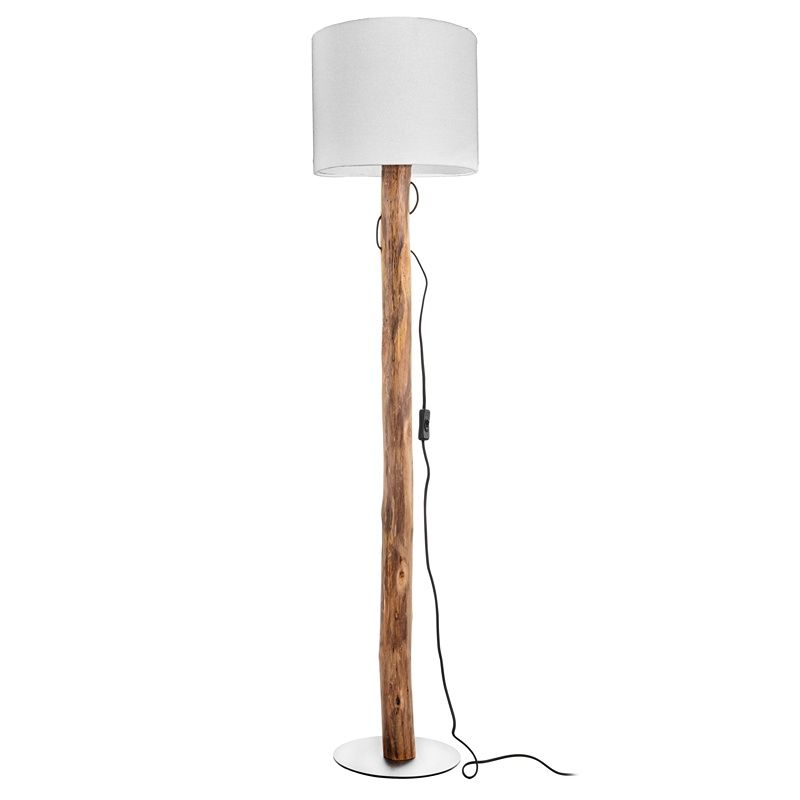 Dřevěná stojací lampa rustikální, Najima, s vypínačem Dřevěná stojací lampa rustikální, Najima, s vypínačem