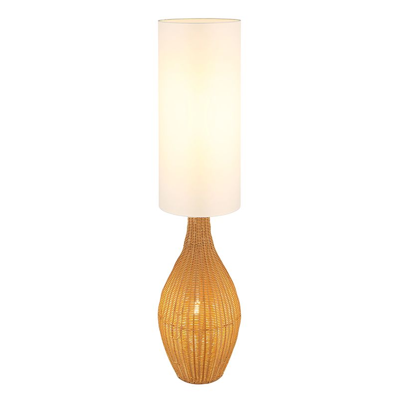 Látková rustikální stojací lampa bílá, Nelleke, s vypínačem Látková rustikální stojací lampa bílá, Nelleke, s vypínačem
