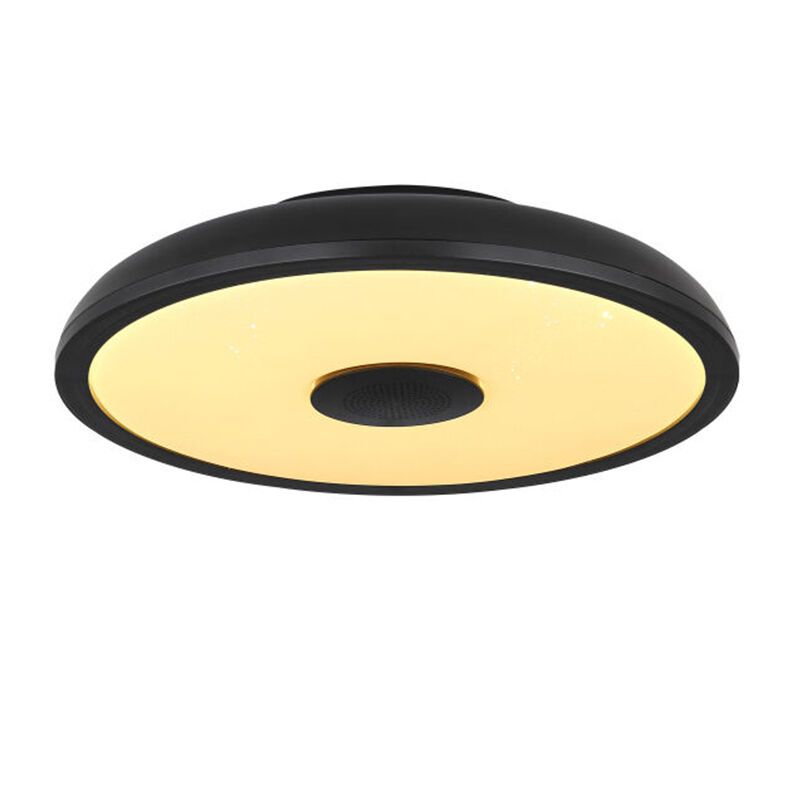 Plastové moderní stropní světlo černé, Musica, 18W, LED RGBW, IP44, s dálkovým ovládáním