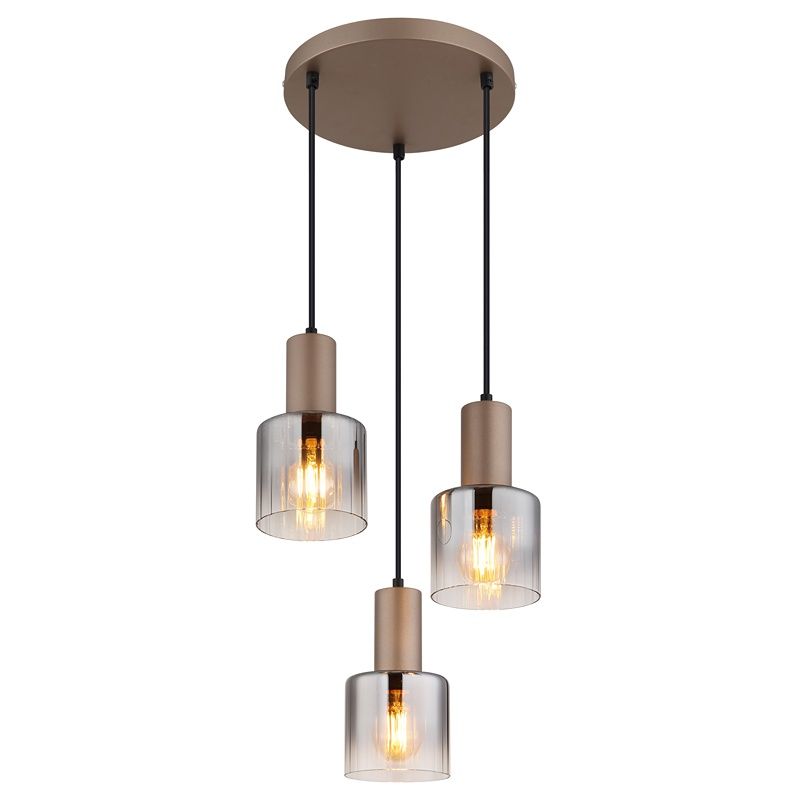 Skleněné designové závěsné světlo hnědé, Warren