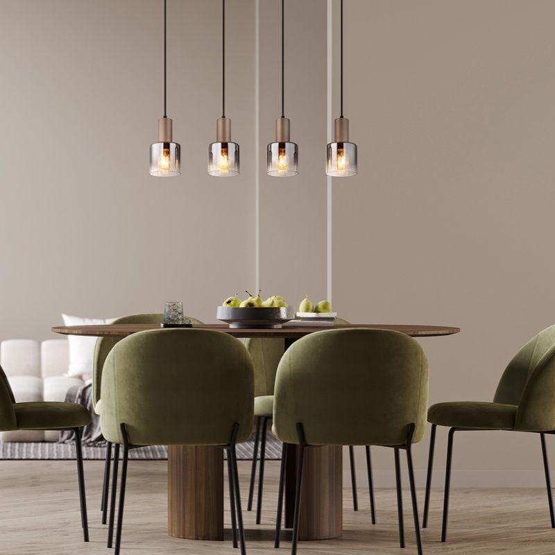 Skleněné designové závěsné světlo hnědé, Warren