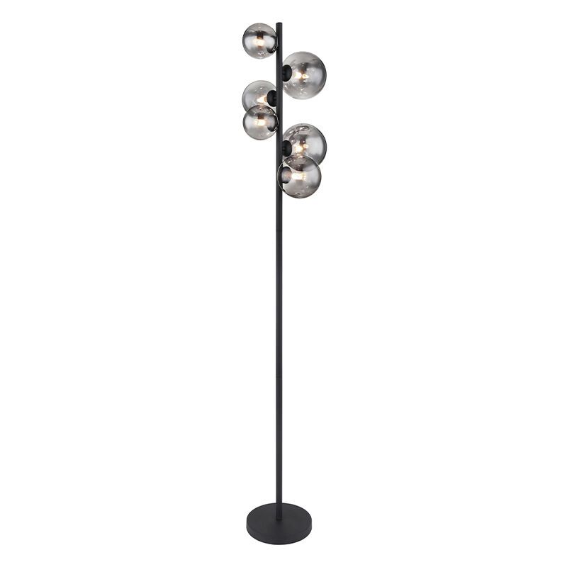 Skleněná designová stojací lampa černá, Melinda, s vypínačem Skleněná designová stojací lampa černá, Melinda, s vypínačem