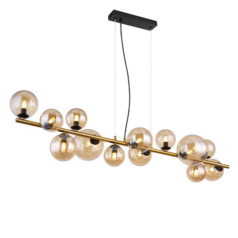 Skleněné designové závěsné světlo jantarové, Melinda