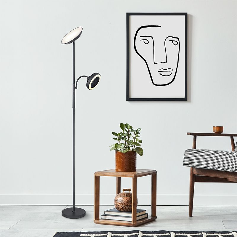 Kovová moderní stojací lampa černá, Raimond, 20W, LED nastavitelný od teplé po studenou bílou, s dotykovým stmívačem Kovová moderní stojací lampa černá, Raimond, 20W, LED nastavitelný od teplé po studenou bílou, s dotykovým stmívačem