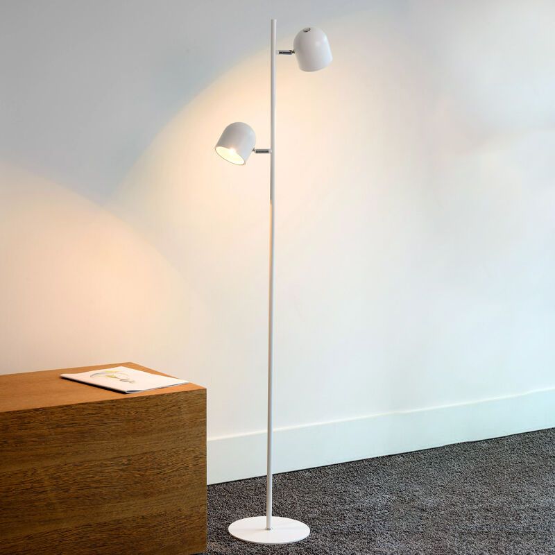 Bílá stojací lampa moderní, Skanska, 5W, LED 2700 K, s dotykovým stmívačem