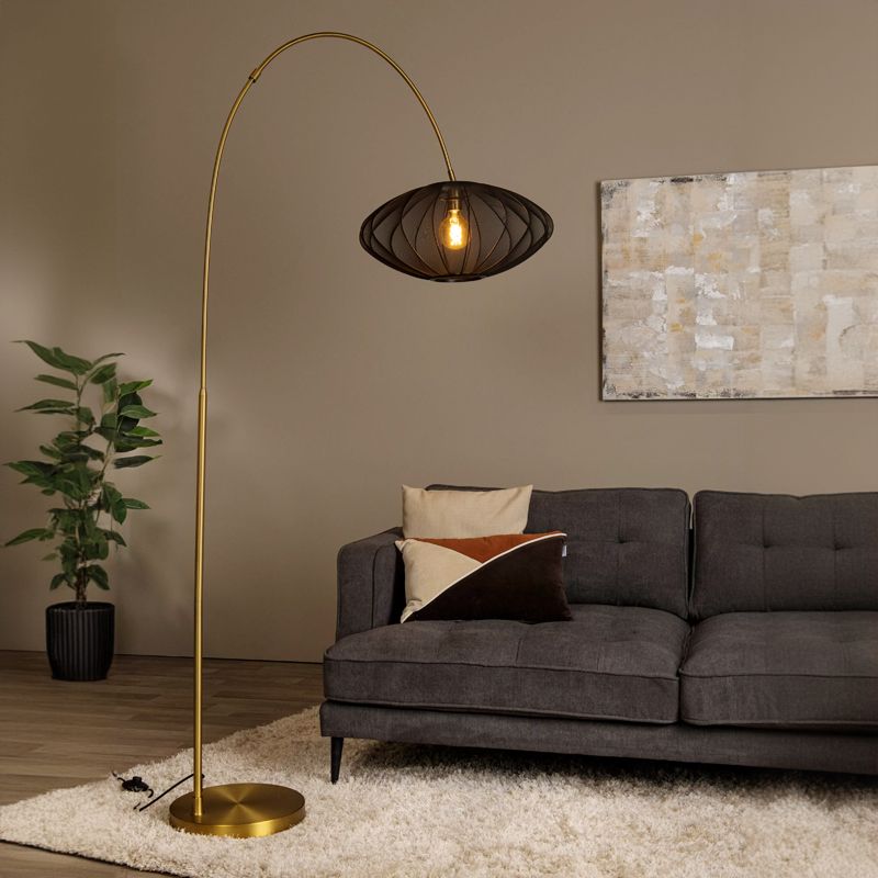 Černá stojací lampa japandi, Corina, s vypínačem Černá stojací lampa japandi, Corina, s vypínačem