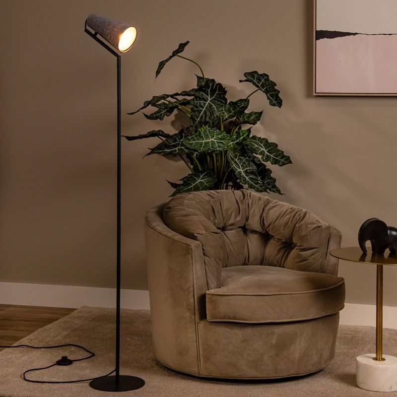 Šedá stojací lampa moderní, Bensen, s vypínačem