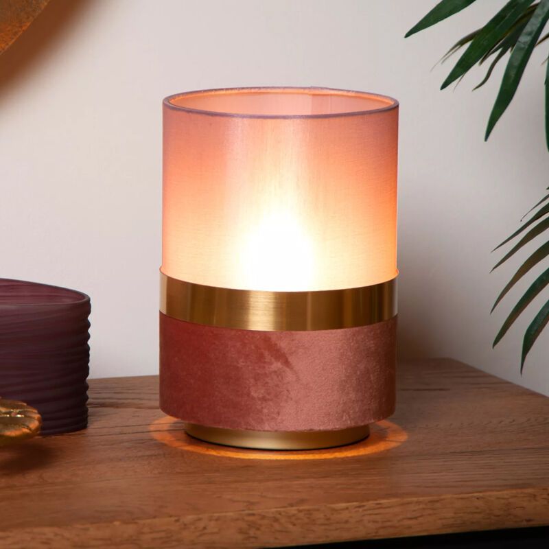 Růžová stolní lampa retro, Tusse, s vypínačem
