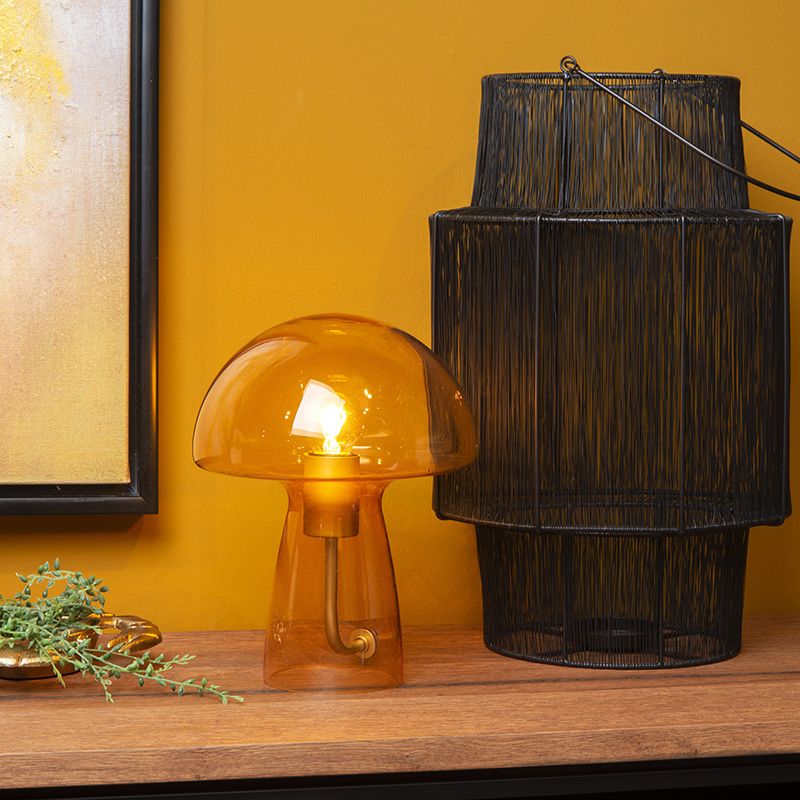 Oranžová stolní lampa moderní, Fungo, s vypínačem