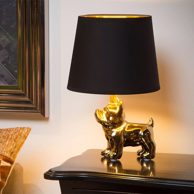 Zlatá stolní lampa retro, Extravaganza Sir Winston, s vypínačem