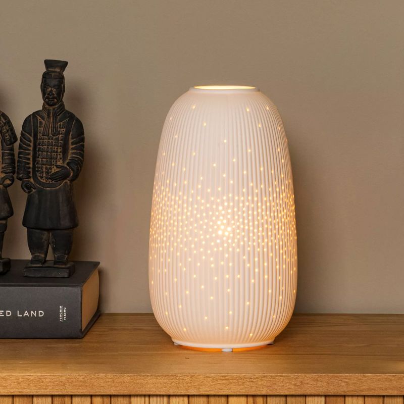 Keramická stolní lampa bílá, Flores, s vypínačem