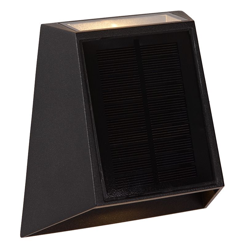 Černé solární venkovní nástěnné světlo moderní, Luton, 1W, LED 2700 K, IP54