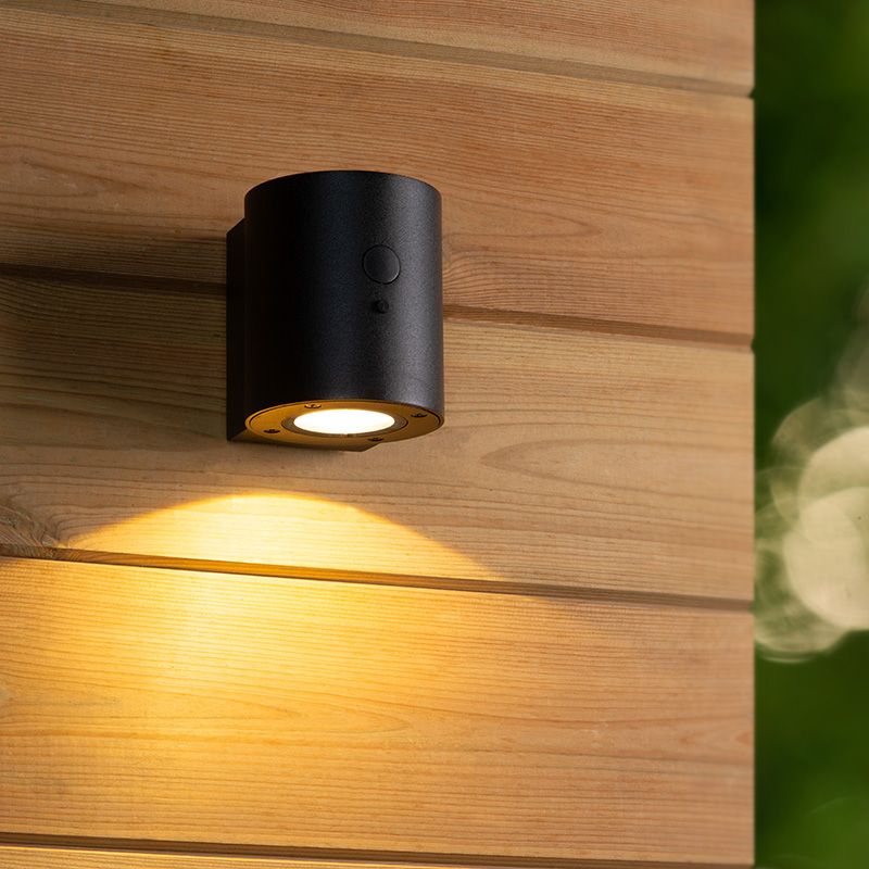 Černé solární venkovní nástěnné světlo moderní, Perth, 1W, LED 3000 K, IP65