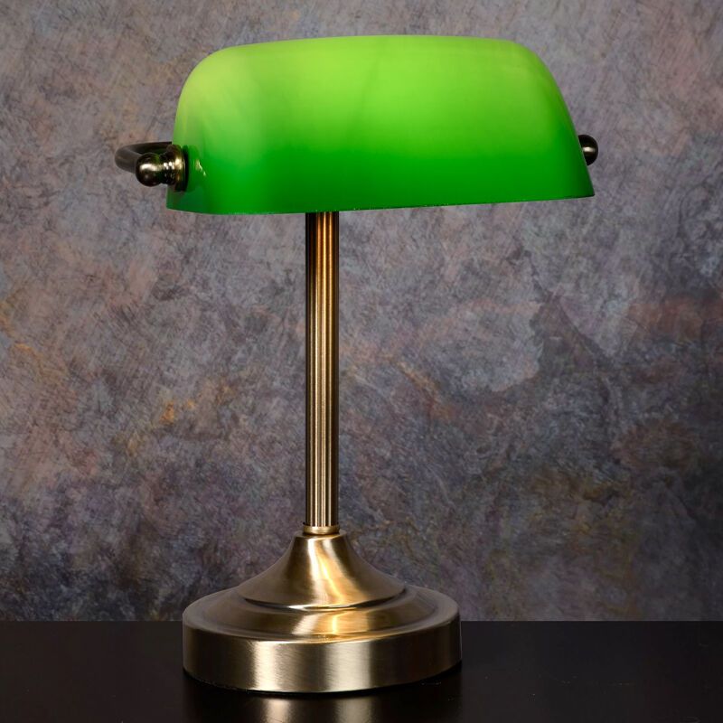 Zelená bankovní lampa klasická, Banker, s vypínačem
