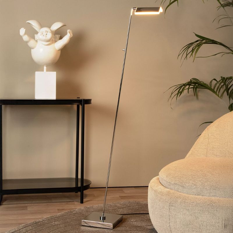 Chromová stojací čtecí lampa moderní, Aaron, 12W, LED 2700 K, s dotykovým stmívačem