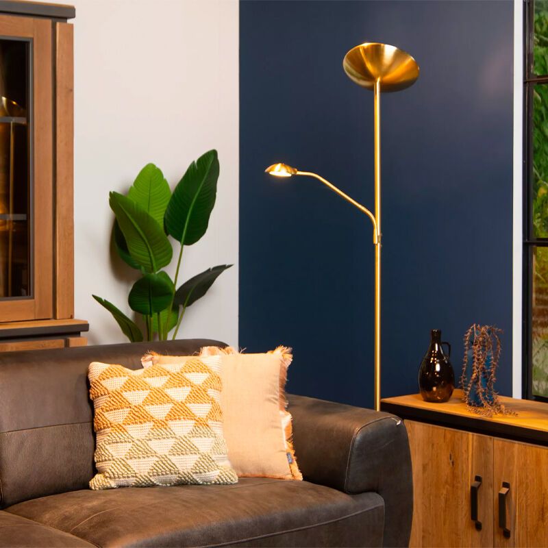 Zlatá stojací čtecí lampa moderní, Zenith, 20W, LED 3000 K