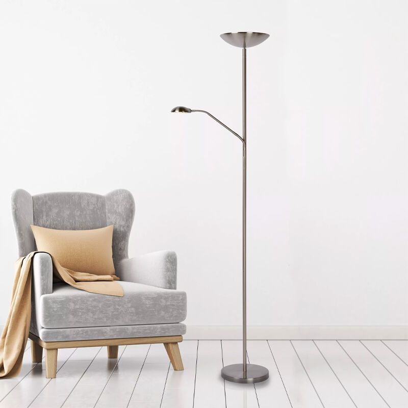 Chromová stojací čtecí lampa moderní, Zenith, 20W, LED 3000 K Chromová stojací čtecí lampa moderní, Zenith, 20W, LED 3000 K