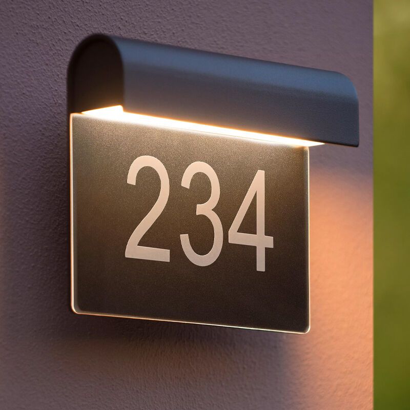 Černé osvětlené číslo domu moderní, Thesi, 6W, LED 3000 K, IP54