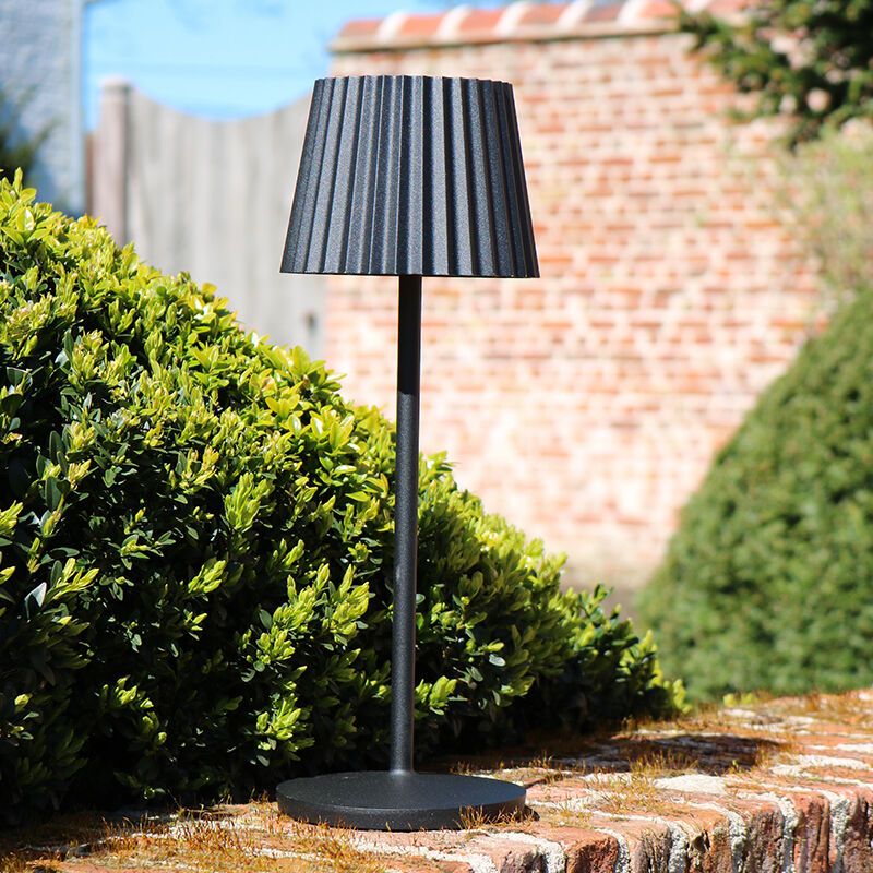 Černá venkovní stolní lampa rustikální, Justine, 2W, LED 2700 K, IP54, s dotykovým stmívačem