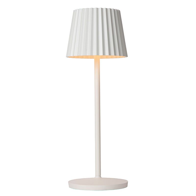Bílá venkovní stolní lampa rustikální, Justine, 2W, LED 2700 K, IP54, s dotykovým stmívačem