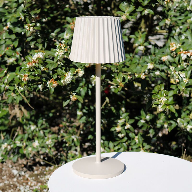 Béžová venkovní stolní lampa rustikální, Justine, 2W, LED 2700 K, IP54, s dotykovým stmívačem