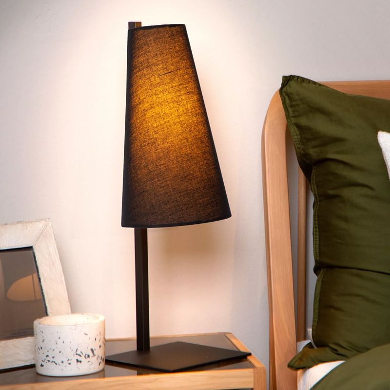 Černá stolní lampa látková, Gregory, s vypínačem