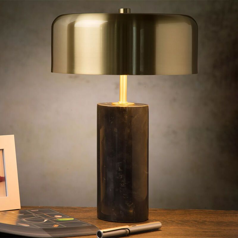 Mramorová stolní lampa černá, Mirasol, s vypínačem