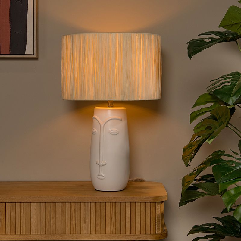 Keramická stolní lampa bílá, Viso, s vypínačem