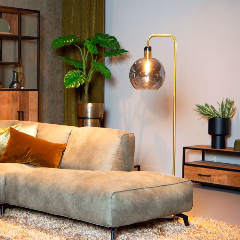 Šedá stojací lampa vintage, Julius, s vypínačem