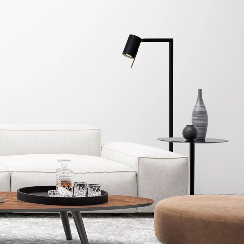 Černá stojací čtecí lampa moderní, Lesley, s vypínačem