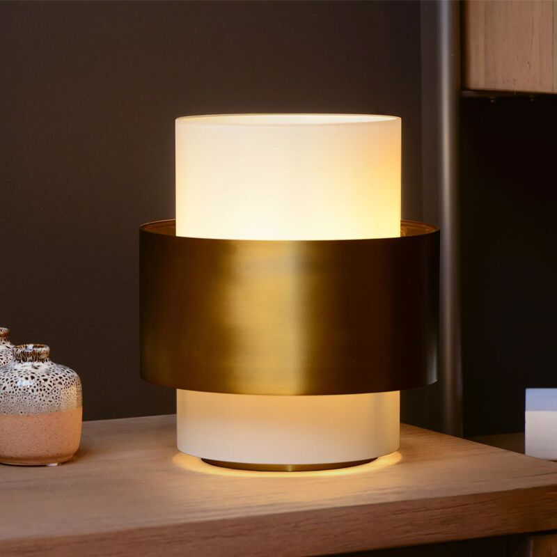 Zlatá stolní lampa klasická, Firmin, s vypínačem