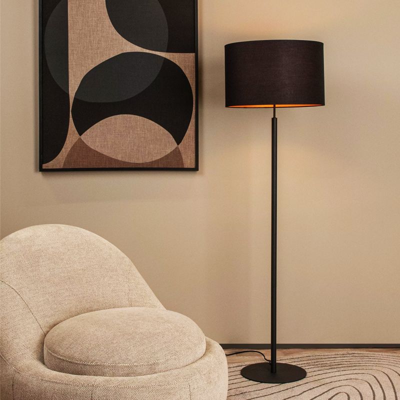Černá stojací lampa rustikální, Maya, s vypínačem