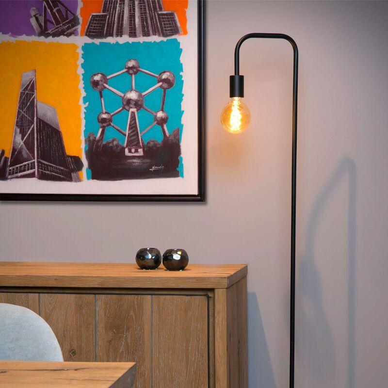 Černá stojací lampa moderní, Lorin, s vypínačem