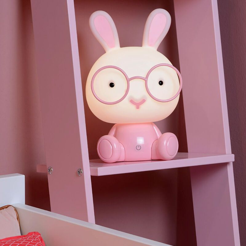 Růžová stolní lampa do dětského pokoje plastová, Dodo, 3W, LED 4000 K, s dotykovým stmívačem