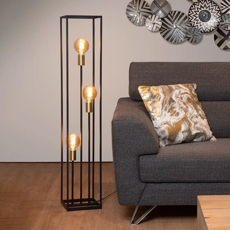 Černá stojací lampa moderní, Ruben, s vypínačem