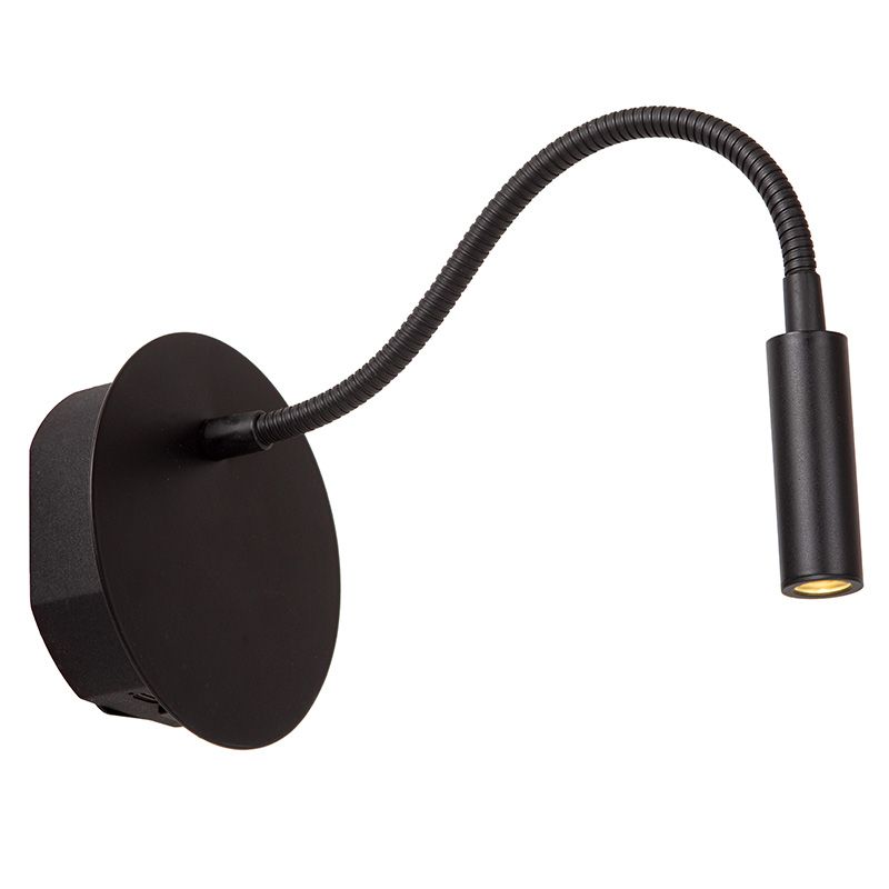 Černá lampa u postele moderní, Jolijn, 2W, LED 3000 K, s vypínačem