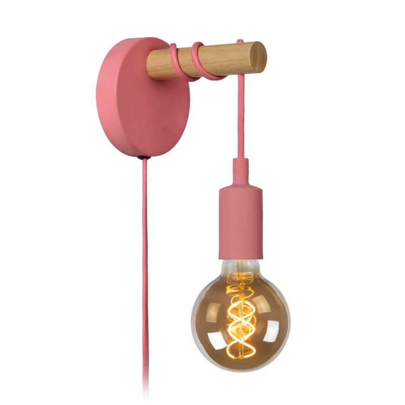 Růžová nástěnná lampa do dětského pokoje moderní, Paulien, s vypínačem