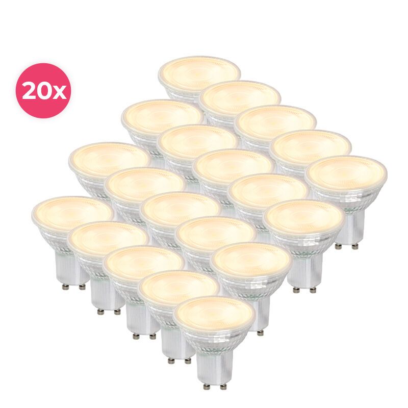 Balení 20 stmívatelných průhledných LED žárovek GU10 Antonie, 5 W, teplá bílá