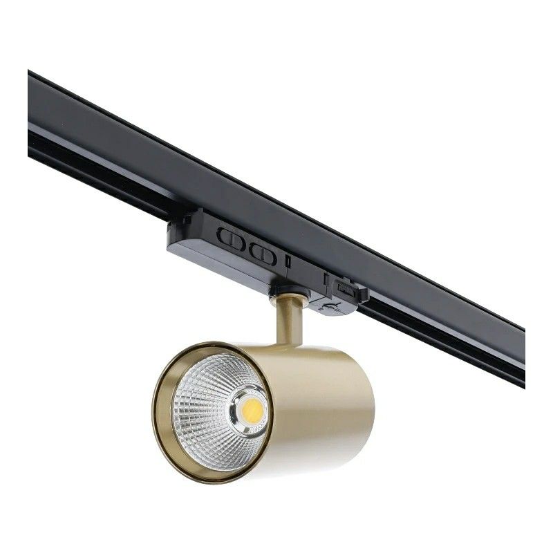 Mosazné třífázové bodové svítidlo Rozina, 10W/20W/30W, bílý vypínač, stmívatelné, Pro Mosazné třífázové bodové svítidlo Rozina, 10W/20W/30W, bílý vypínač, stmívatelné, Pro
