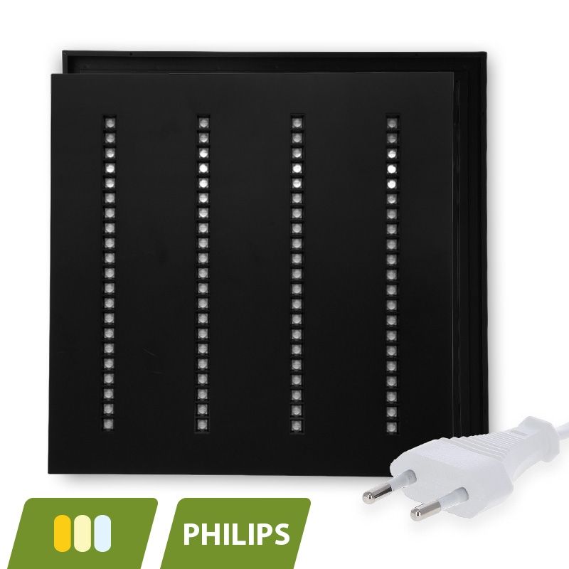 Černý LED panel Louvre 60x60 - 30W - bílý vypínač - UGR <16