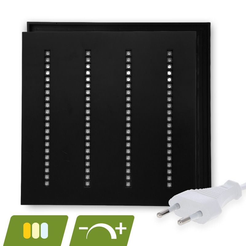 Černý LED panel Louvre 60x60 - 30W - bílý vypínač - stmívatelný - UGR <16 Černý LED panel Louvre 60x60 - 30W - bílý vypínač - stmívatelný - UGR <16