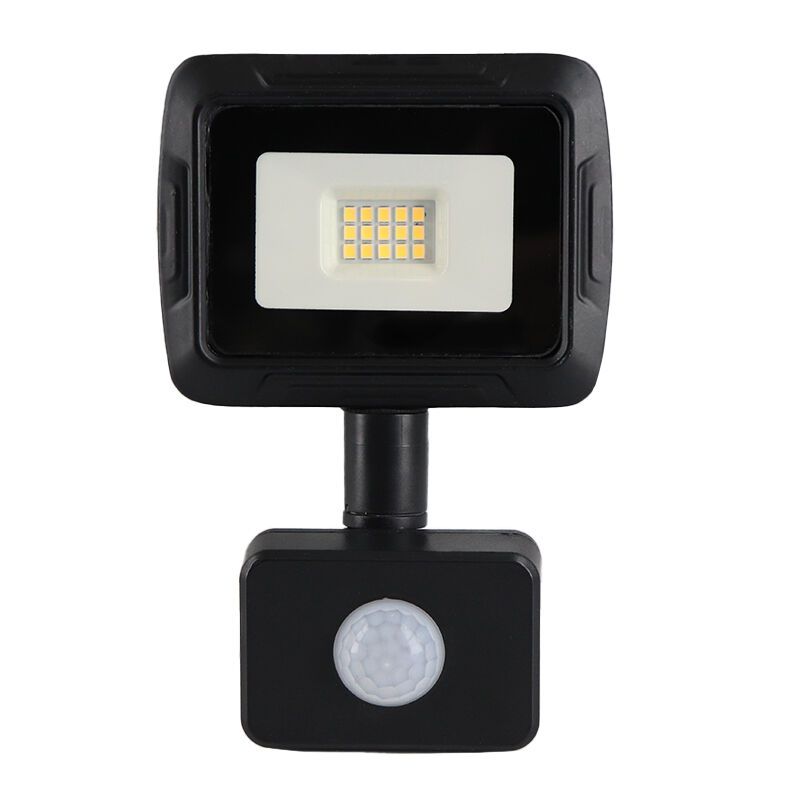 Hliníkový reflektor s čidlem černý, Miro, 10W, LED 3000 K, IP65