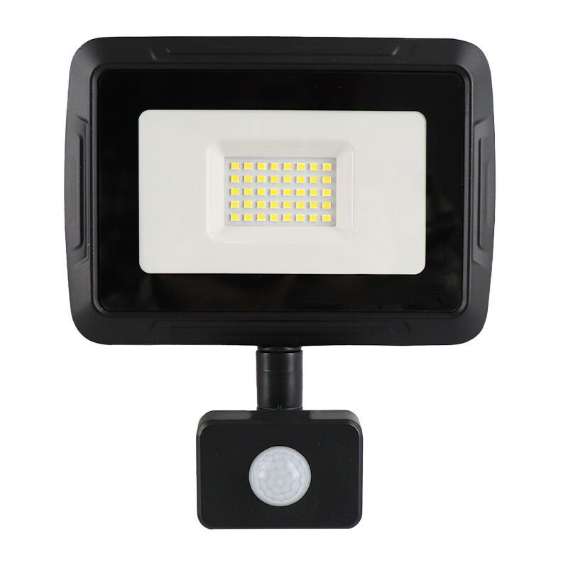 Hliníkový reflektor s čidlem černý, Miro, 30W, LED 6000 K, IP65