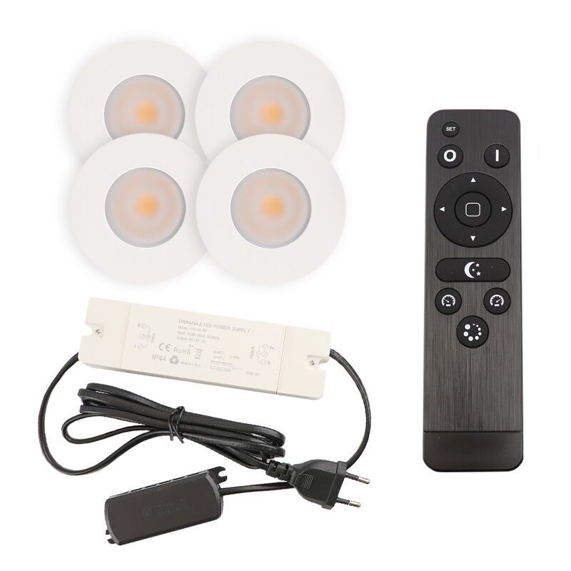 Hliníkové podhledové světlo na verandu bílé, Dico, 3W, LED 2700 K, IP65, s dálkovým ovládáním