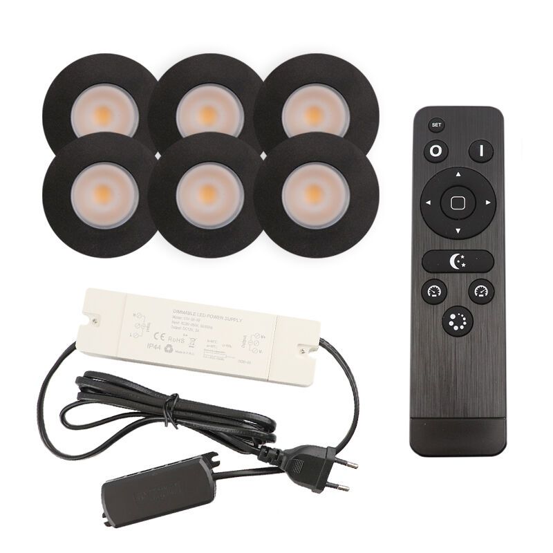 Hliníkové podhledové světlo na verandu černé, Dico, 3W, LED 2700 K, IP65, s dálkovým ovládáním