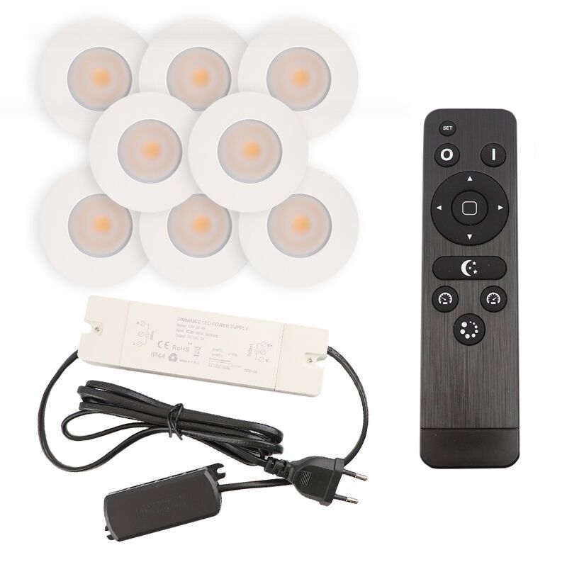 Hliníkové podhledové světlo na verandu bílé, Dico, 3W, LED 2700 K, IP65, s dálkovým ovládáním