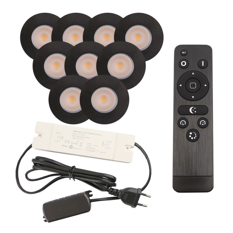 Hliníkové podhledové světlo na verandu černé, Dico, 3W, LED 2700 K, IP65, s dálkovým ovládáním Hliníkové podhledové světlo na verandu černé, Dico, 3W, LED 2700 K, IP65, s dálkovým ovládáním