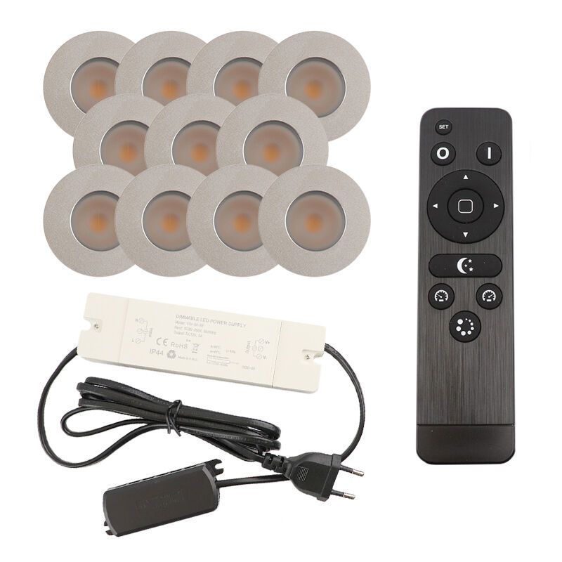 Hliníkové podhledové světlo na verandu chromové, Dico, 3W, LED 2700 K, IP65, s dálkovým ovládáním